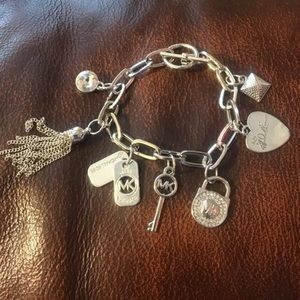 Michael Kors Silver Tone Charm Bracelet